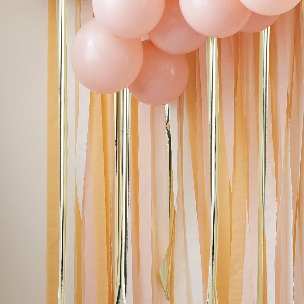 Birthday Backdrops |   Gold And Peach Streamer Party Backdrop Birthday Backdrops Birthday Backdrops