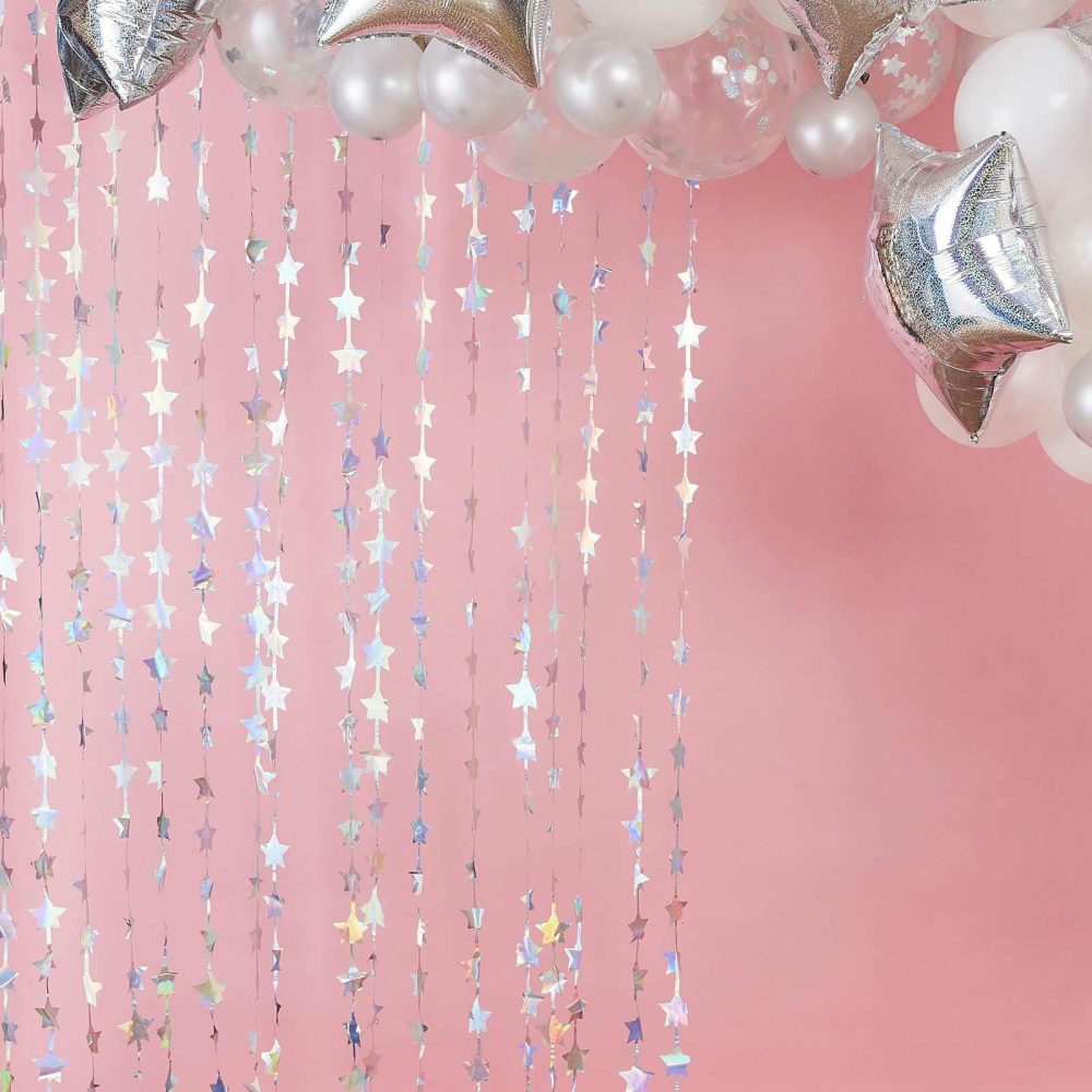 Birthday Backdrops |   Iridescent Foil Star Hanging Party Backdrop Birthday Backdrops Birthday Backdrops