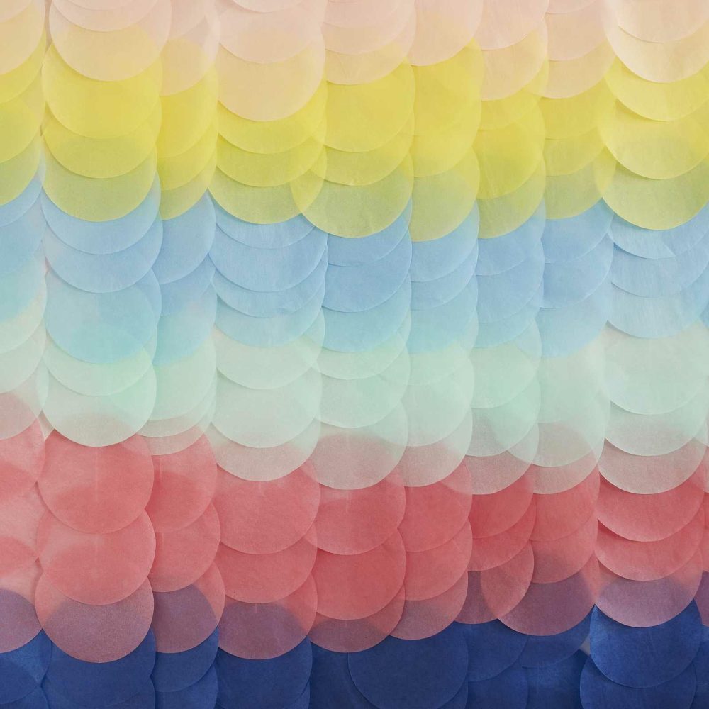 Birthday Backdrops |   Rainbow Tissue Paper Disc Party Backdrop Birthday Backdrops Birthday Backdrops