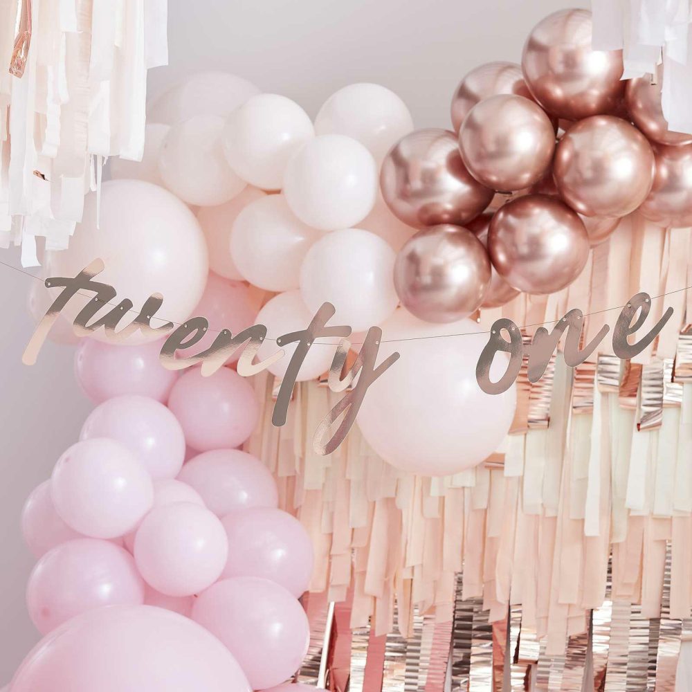 Birthday Banners |   21St Rose Gold Happy Birthday Banner Bunting Birthday Banners Birthday Banners