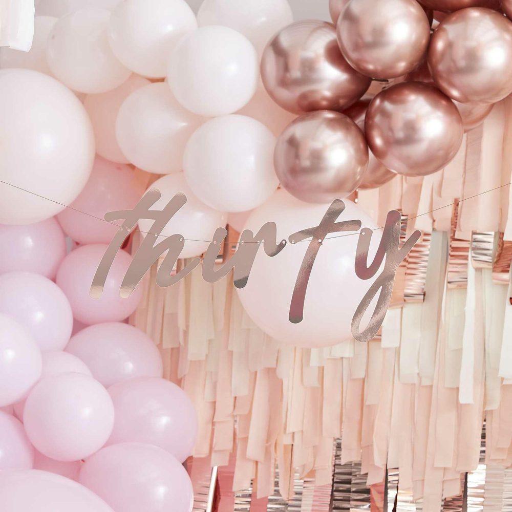 Birthday Banners |   30Th Rose Gold Happy Birthday Banner Bunting Birthday Banners Birthday Banners