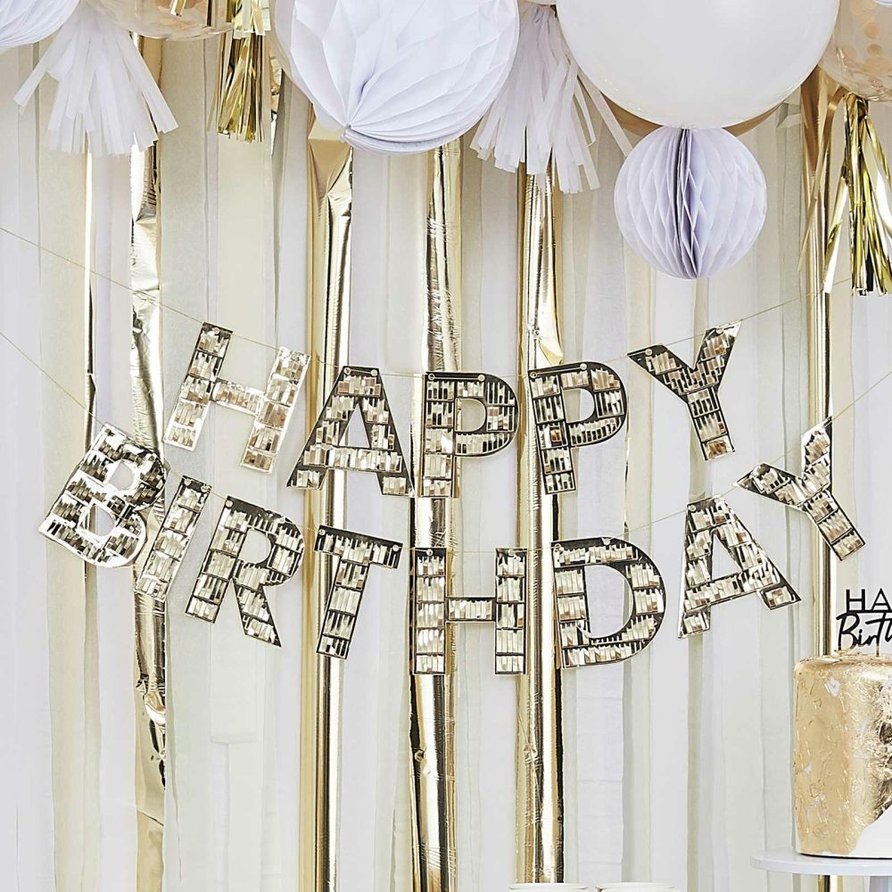 Birthday Banners |   Gold Fringe Happy Birthday Banner Birthday Banners Birthday Banners