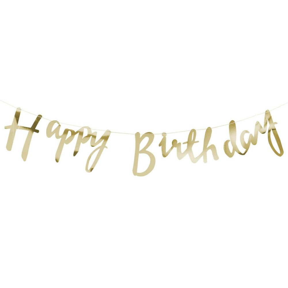 Birthday Banners |   Gold Happy Birthday Bunting Banner Birthday Banners Birthday Banners