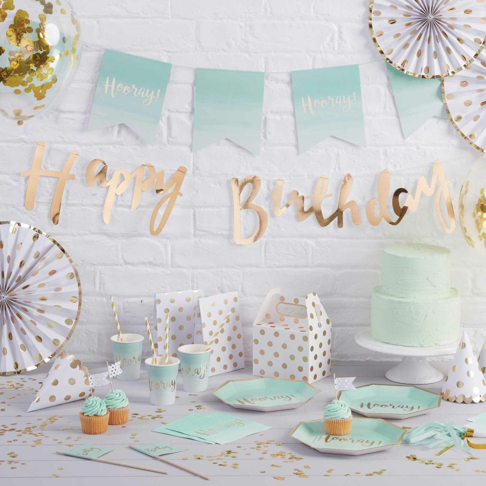 Birthday Banners |   Gold Happy Birthday Bunting Banner Birthday Banners Birthday Banners