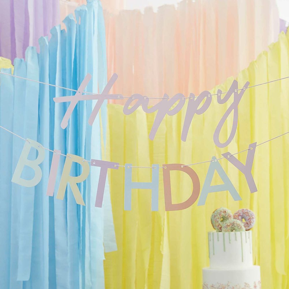 Birthday Banners |   Pastel Eco Friendly Happy Birthday Banner Bunting Birthday Banners Birthday Banners