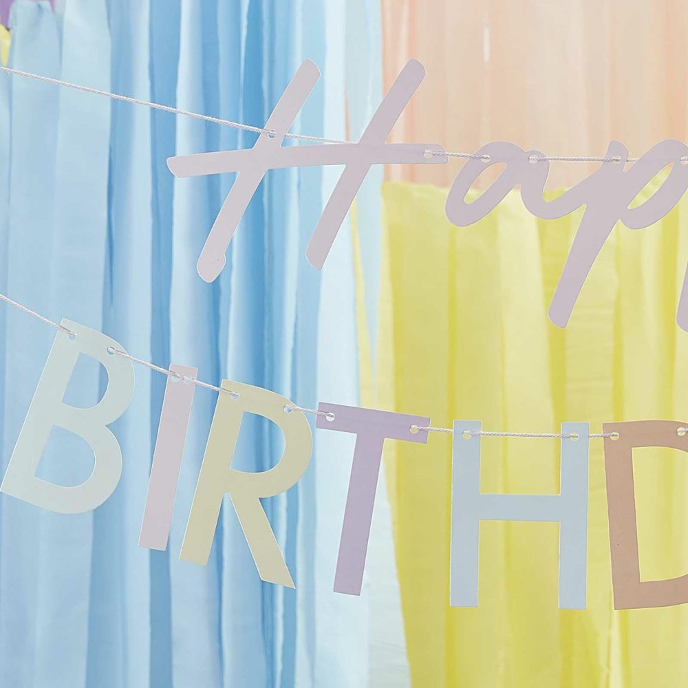 Birthday Banners |   Pastel Eco Friendly Happy Birthday Banner Bunting Birthday Banners Birthday Banners