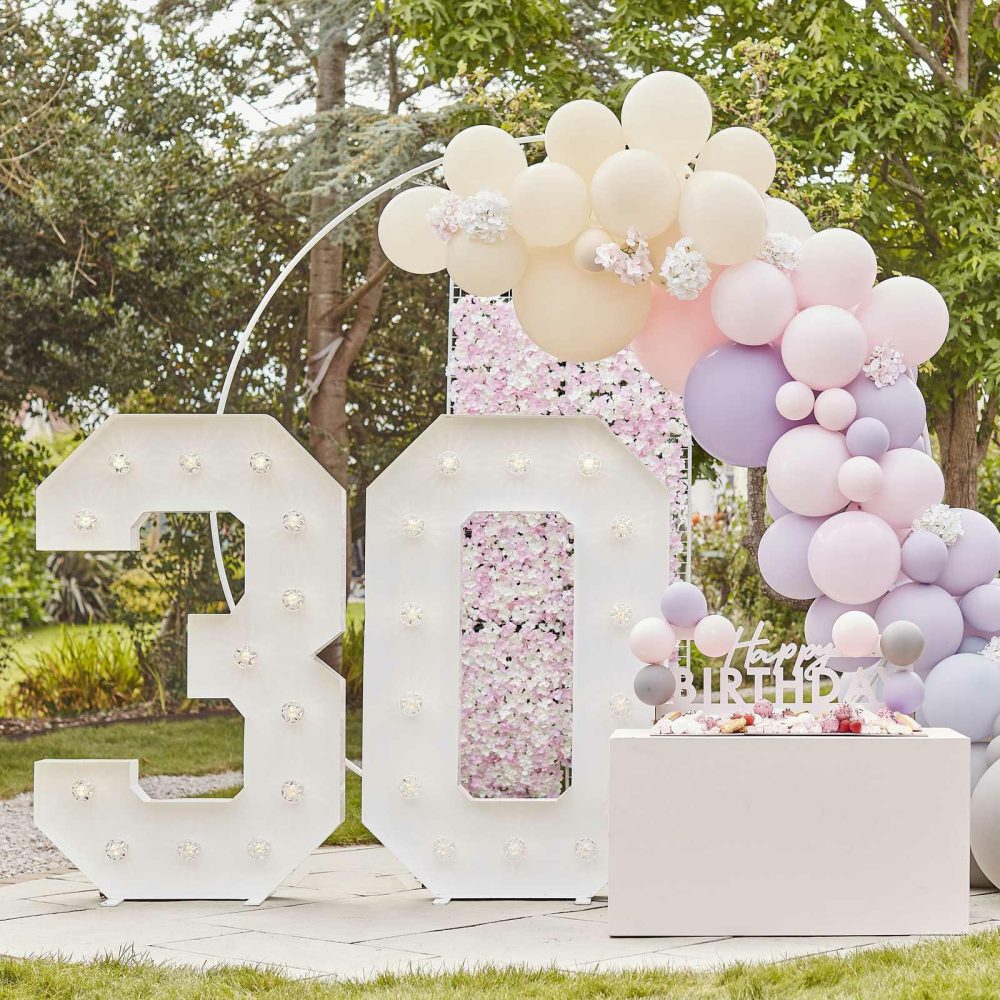 Birthday Banners |   Pastel Pink Happy Birthday Bunting With Balloons Birthday Banners Birthday Banners