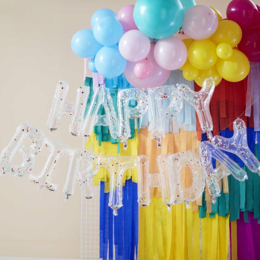 Birthday Banners |   Rainbow Confetti Happy Birthday Balloon Bunting Birthday Banners Birthday Banners