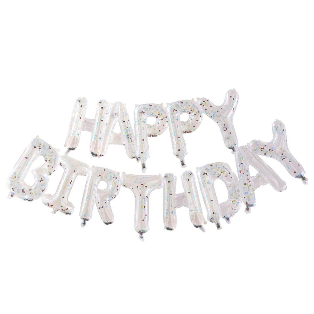 Birthday Banners |   Rainbow Confetti Happy Birthday Balloon Bunting Birthday Banners Birthday Banners