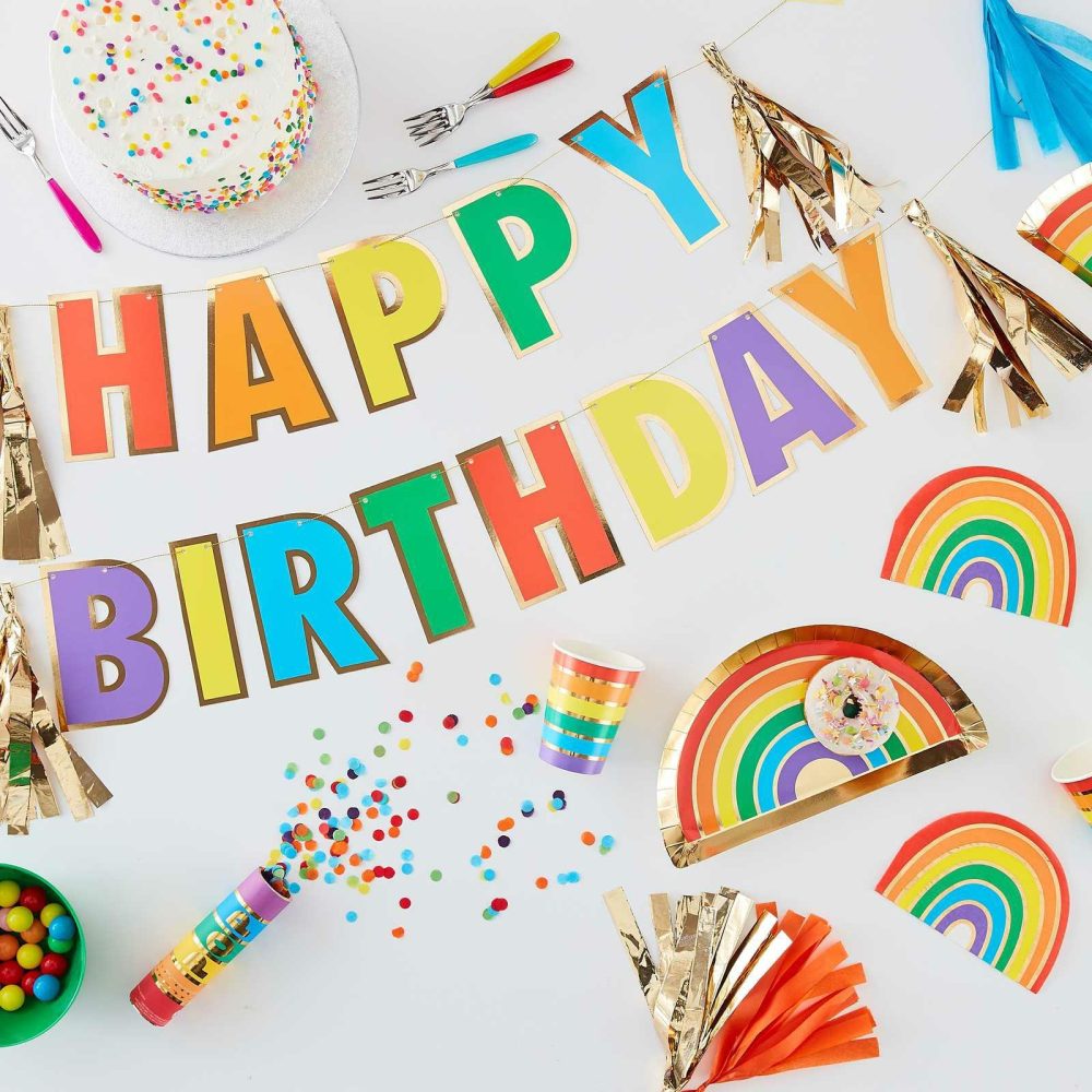 Birthday Banners |   Rainbow Happy Birthday Bunting Birthday Banners Birthday Banners