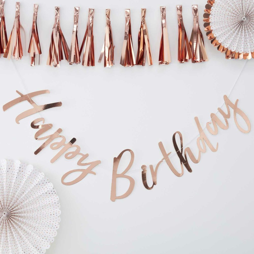 Birthday Banners |   Rose Gold Happy Birthday Bunting Birthday Banners Birthday Banners