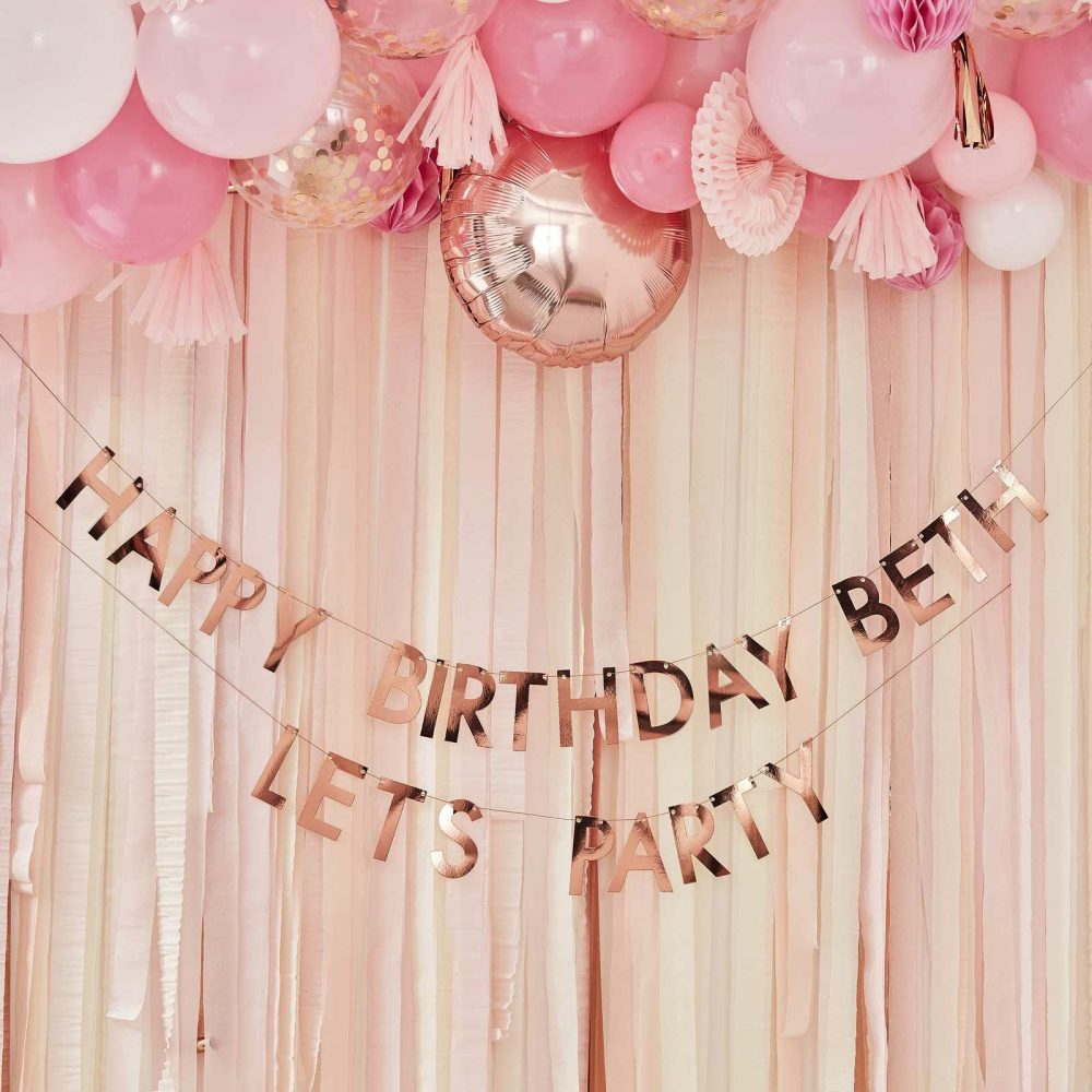 Birthday Banners |   Rose Gold Personalised Birthday Banner Birthday Banners Birthday Banners