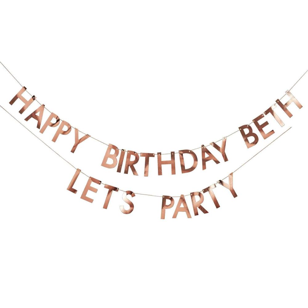 Birthday Banners |   Rose Gold Personalised Birthday Banner Birthday Banners Birthday Banners