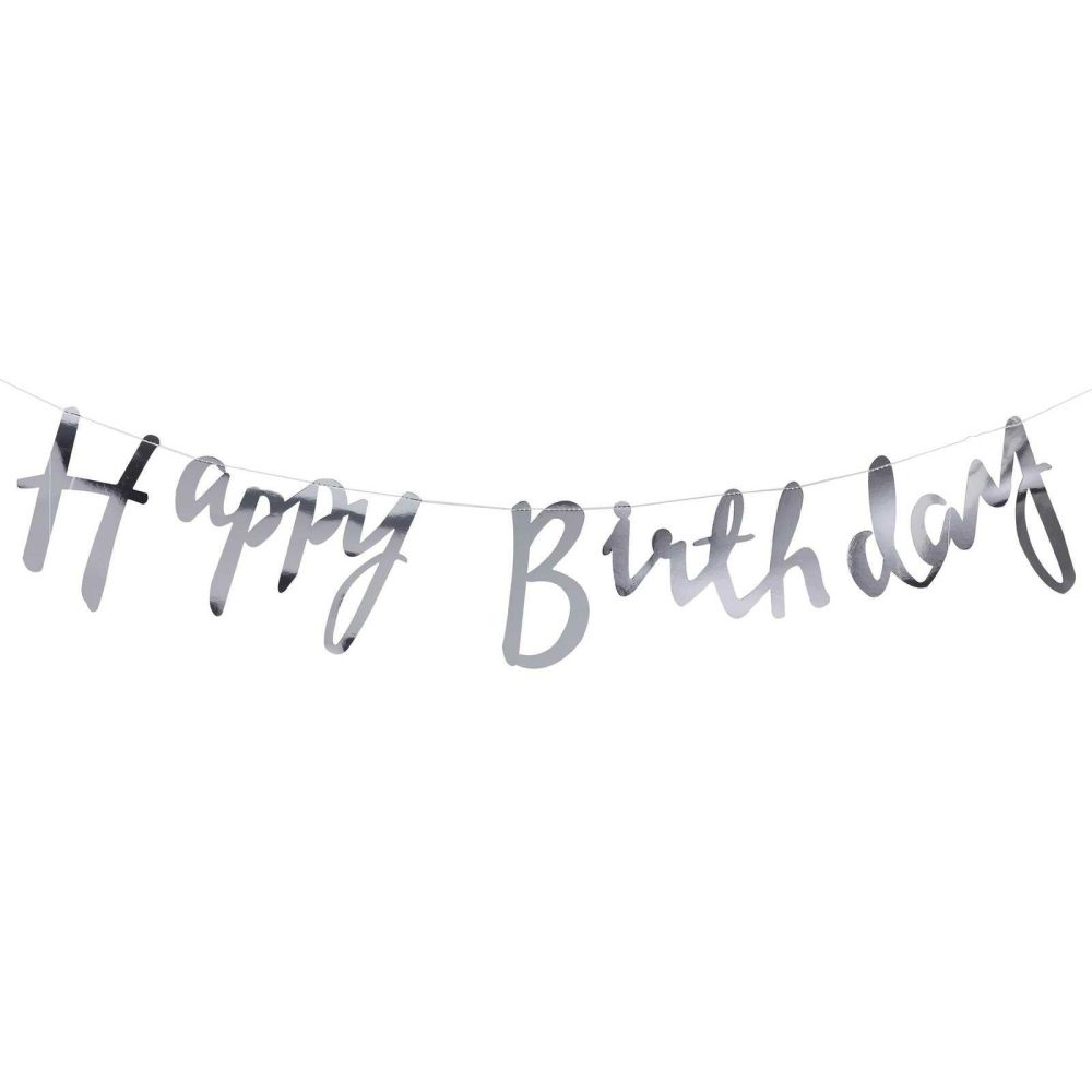 Birthday Banners |   Silver Happy Birthday Banner Birthday Banners Birthday Banners