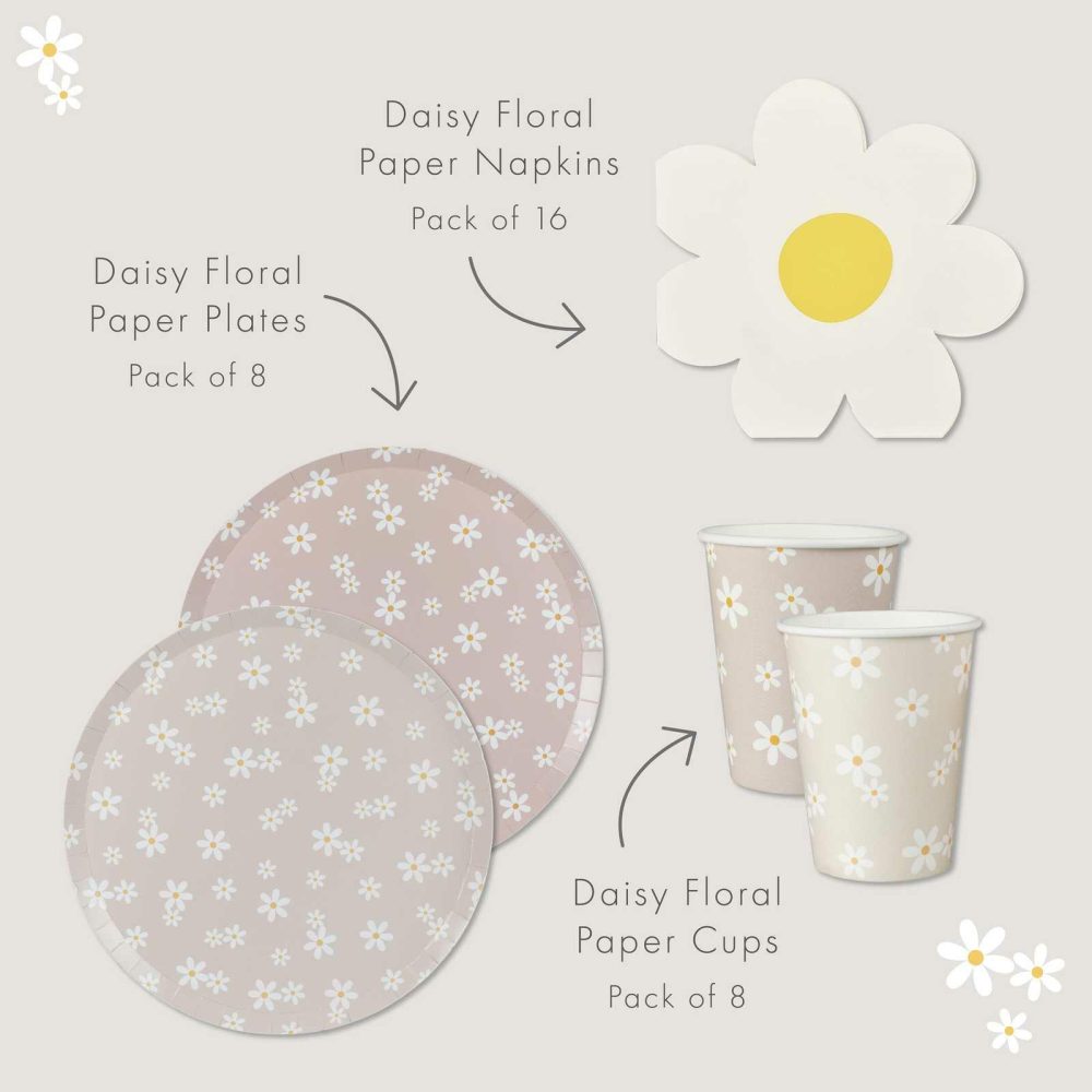 Birthday Tableware |   Daisy Floral Party Tableware Kit Birthday Decorations Birthday Tableware