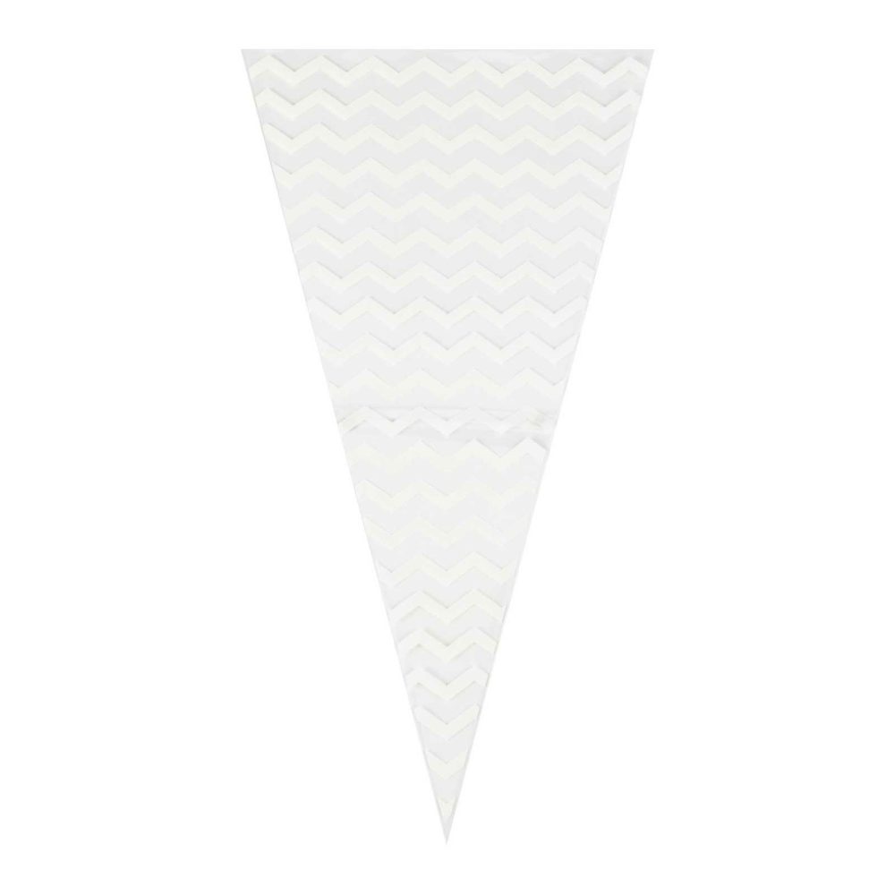 Birthday Tableware |   White Chevron Sweet Cone Bags Birthday Decorations Birthday Tableware