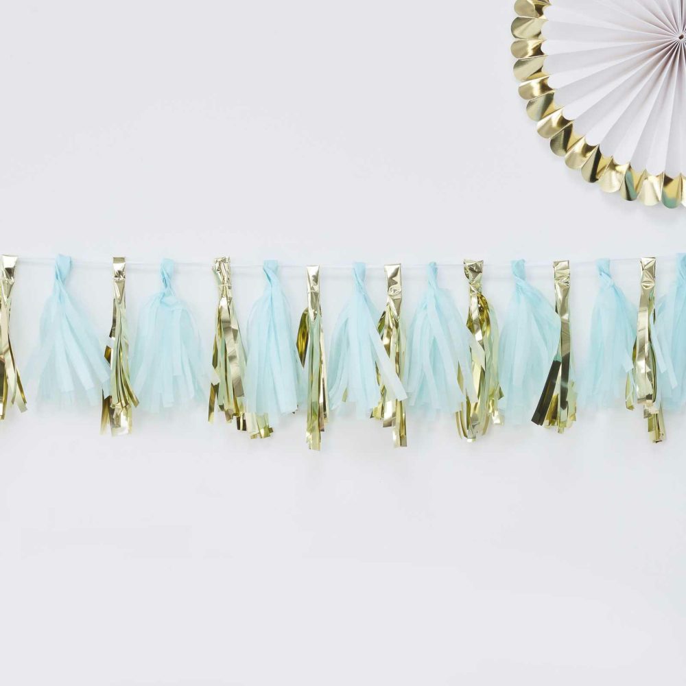 Bunting & Garlands |   Blue And Gold Tassel Garland Bunting & Garlands Bunting & Garlands