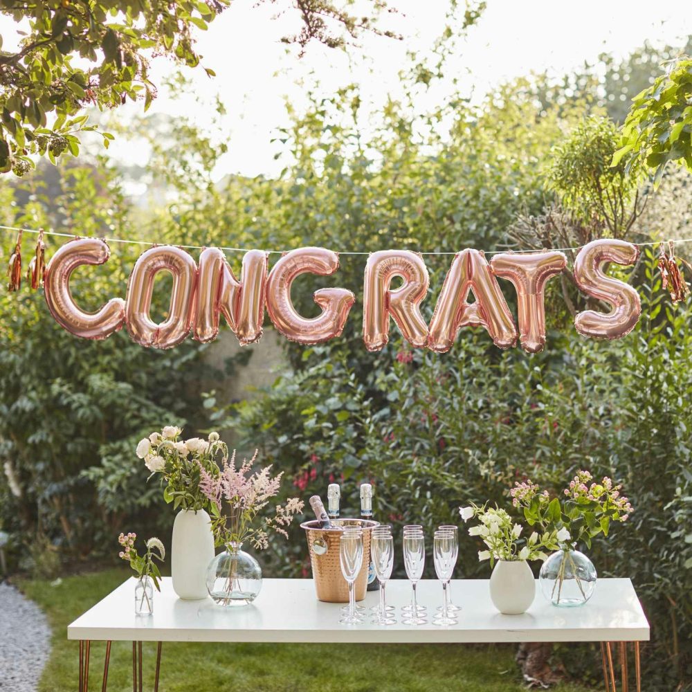 Bunting & Garlands |   Congrats Rose Gold Congratulations Balloon Bunting Bunting & Garlands Bunting & Garlands