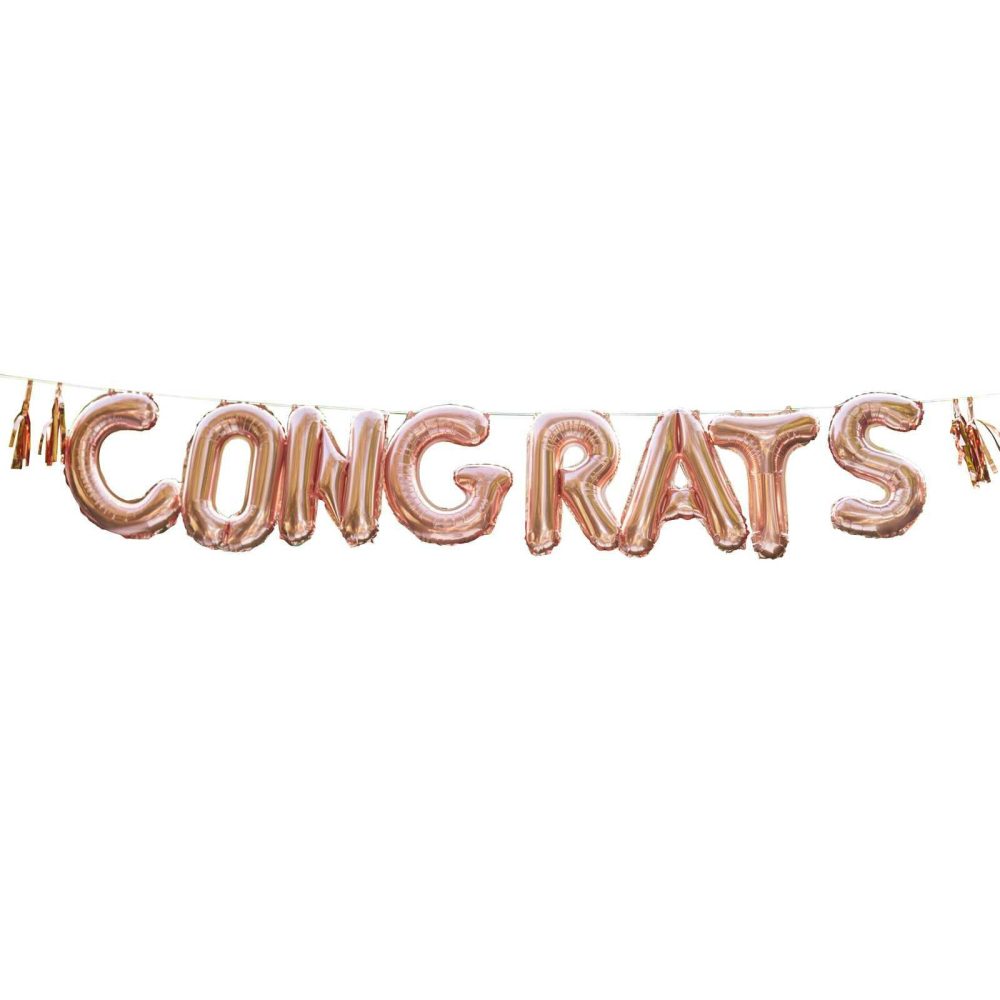 Bunting & Garlands |   Congrats Rose Gold Congratulations Balloon Bunting Bunting & Garlands Bunting & Garlands