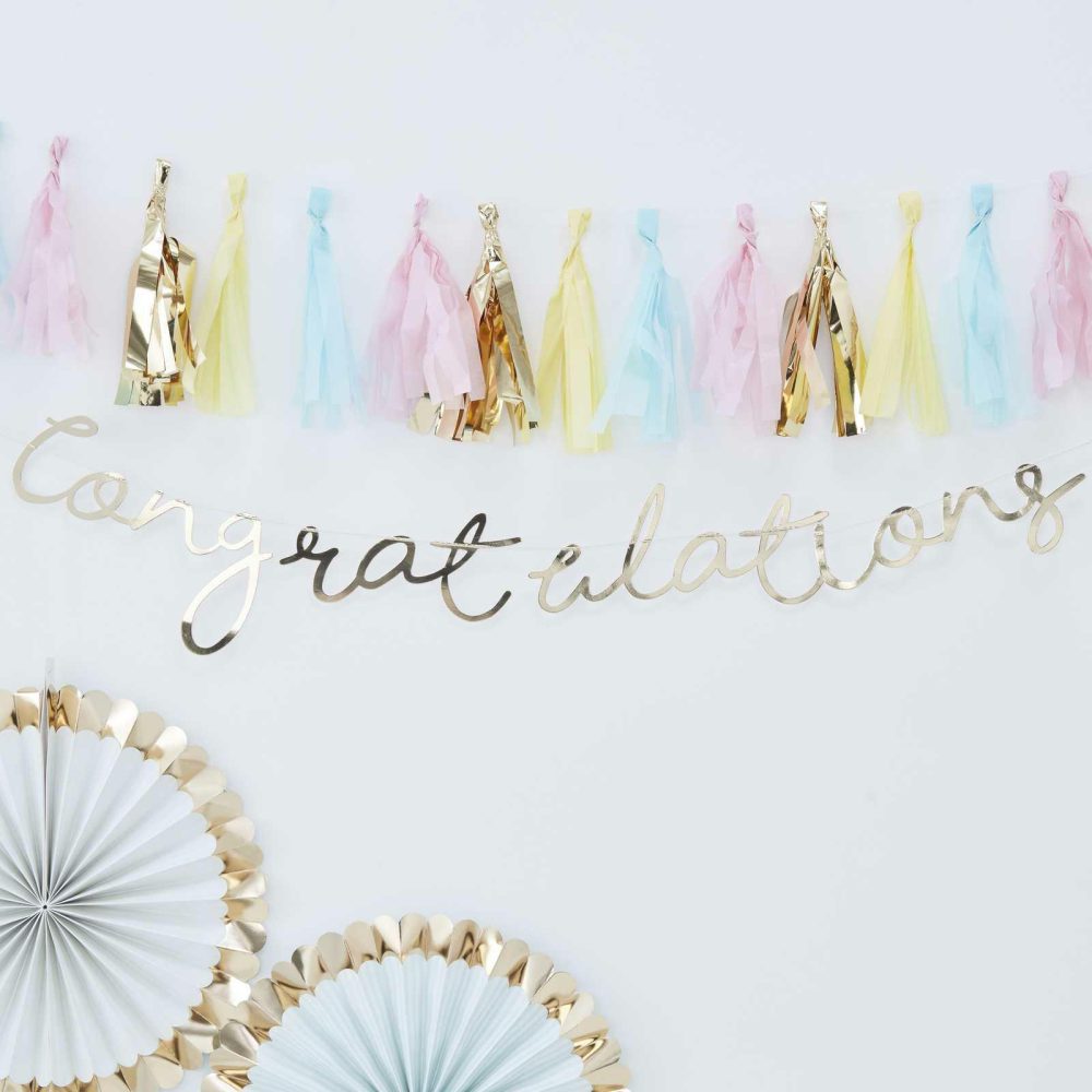 Bunting & Garlands |   Gold Congratulations Banner Bunting & Garlands Bunting & Garlands