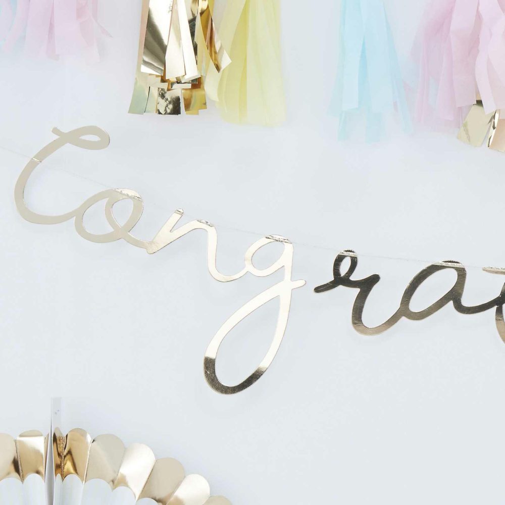 Bunting & Garlands |   Gold Congratulations Banner Bunting & Garlands Bunting & Garlands