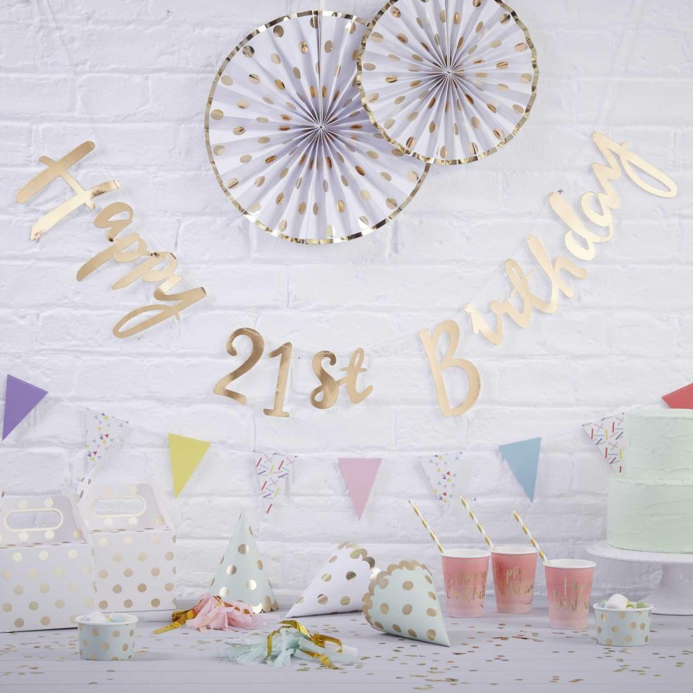 Bunting & Garlands |   Gold Happy 21St Birthday Bunting – Pick & Mix Bunting & Garlands Bunting & Garlands