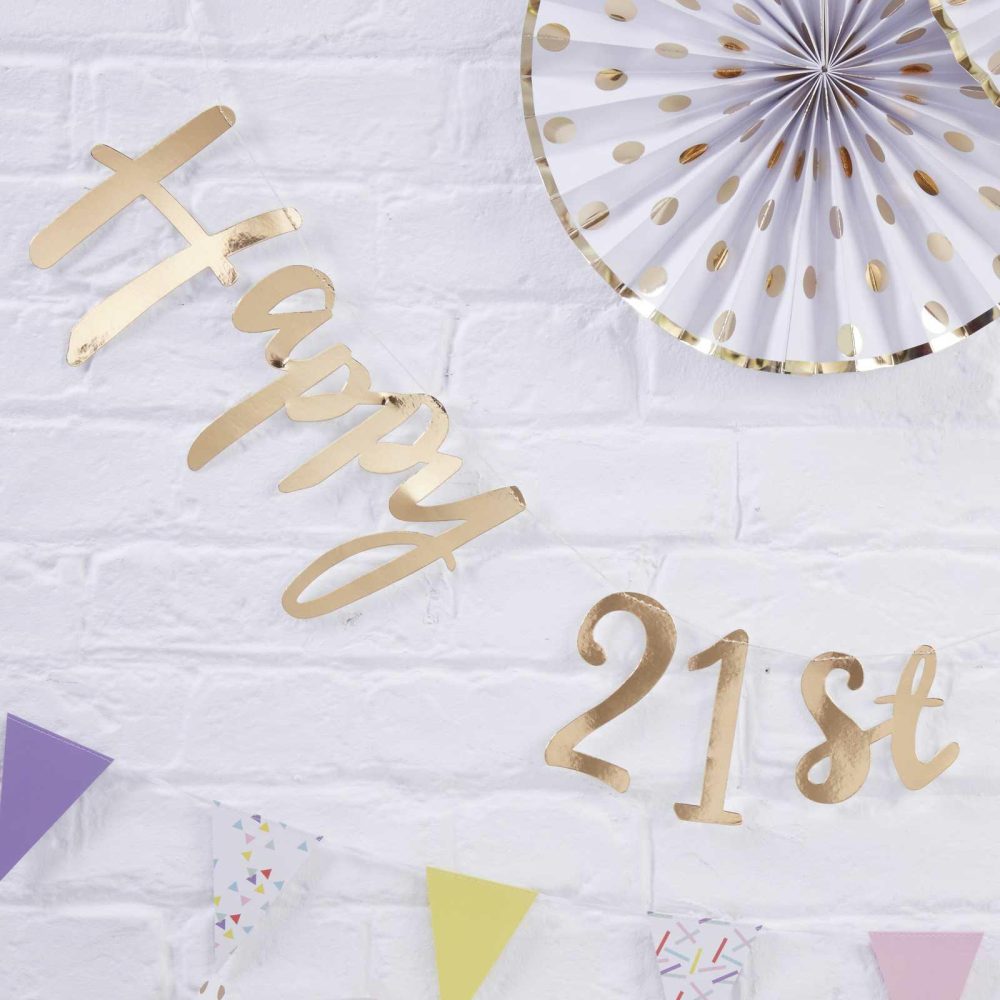 Bunting & Garlands |   Gold Happy 21St Birthday Bunting – Pick & Mix Bunting & Garlands Bunting & Garlands