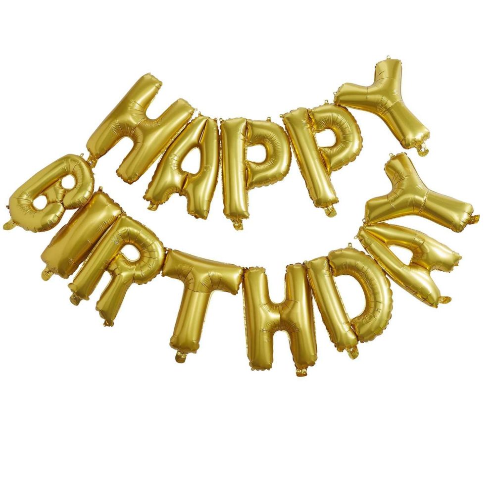 Bunting & Garlands |   Gold Happy Birthday Foil Balloon Bunting – Pick And Mix Bunting & Garlands Bunting & Garlands