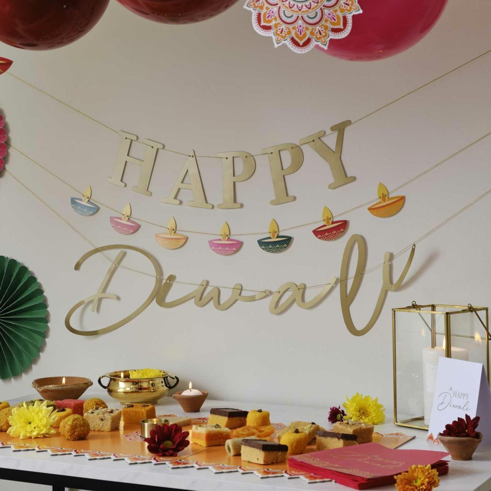 Bunting & Garlands |   Gold Happy Diwali Banner Bunting & Garlands Bunting & Garlands