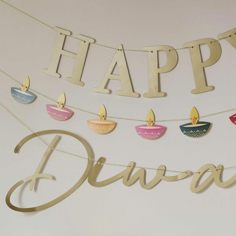 Bunting & Garlands |   Gold Happy Diwali Banner Bunting & Garlands Bunting & Garlands