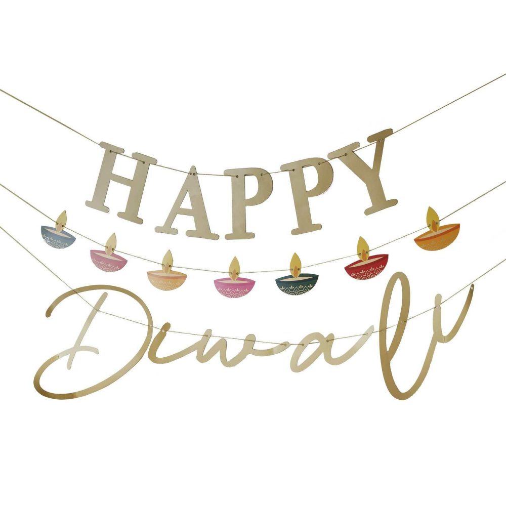 Bunting & Garlands |   Gold Happy Diwali Banner Bunting & Garlands Bunting & Garlands