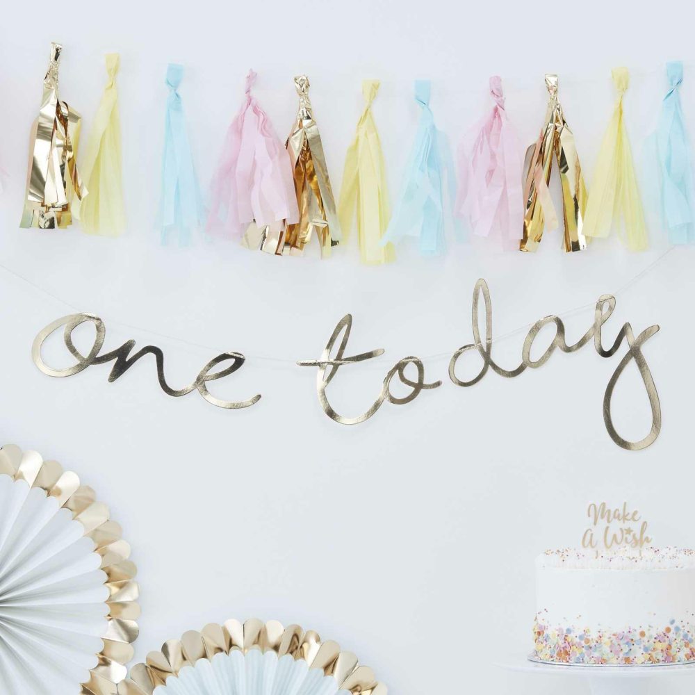 Bunting & Garlands |   Gold One Today First Birthday Bunting Bunting & Garlands Bunting & Garlands