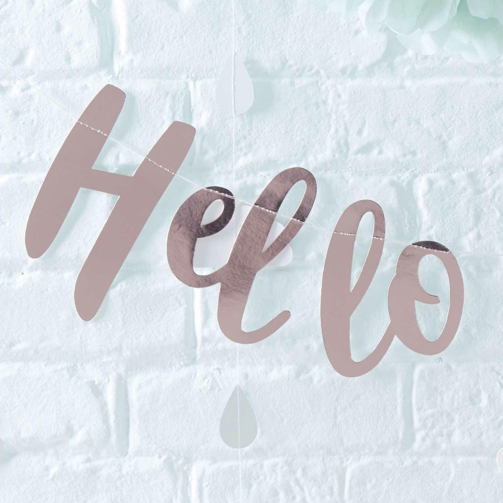 Bunting & Garlands |   Hello World Rose Gold Baby Shower Bunting Bunting & Garlands Bunting & Garlands