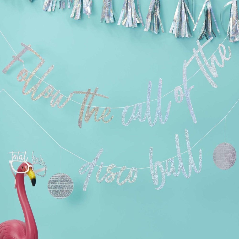 Bunting & Garlands |   Iridescent Follow The Call Of The Disco Ball Bunting Bunting & Garlands Bunting & Garlands