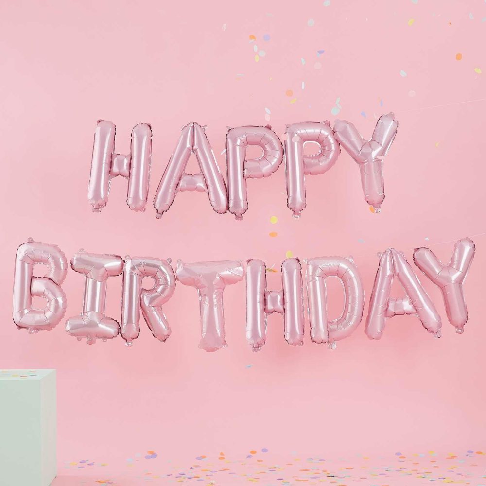 Bunting & Garlands |   Matte Pink Happy Birthday Bunting Balloons Bunting & Garlands Bunting & Garlands