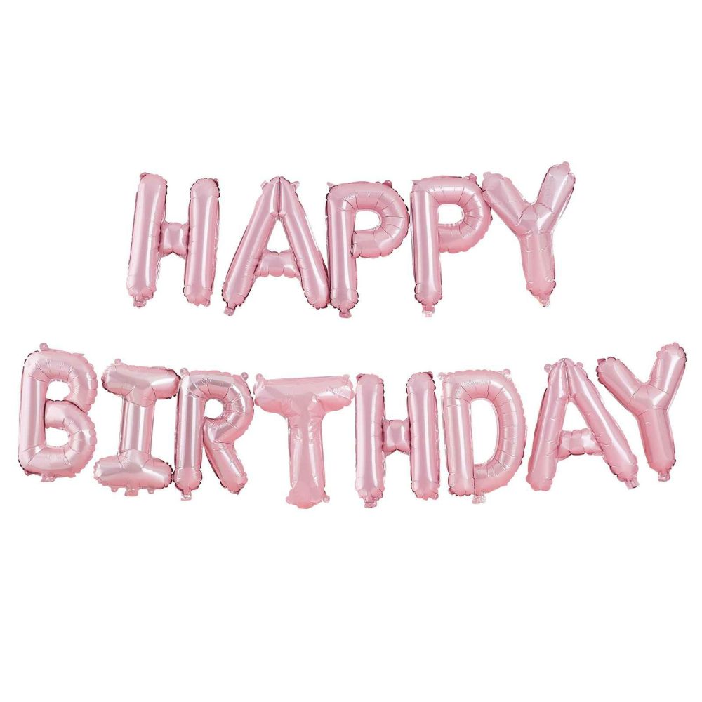 Bunting & Garlands |   Matte Pink Happy Birthday Bunting Balloons Bunting & Garlands Bunting & Garlands