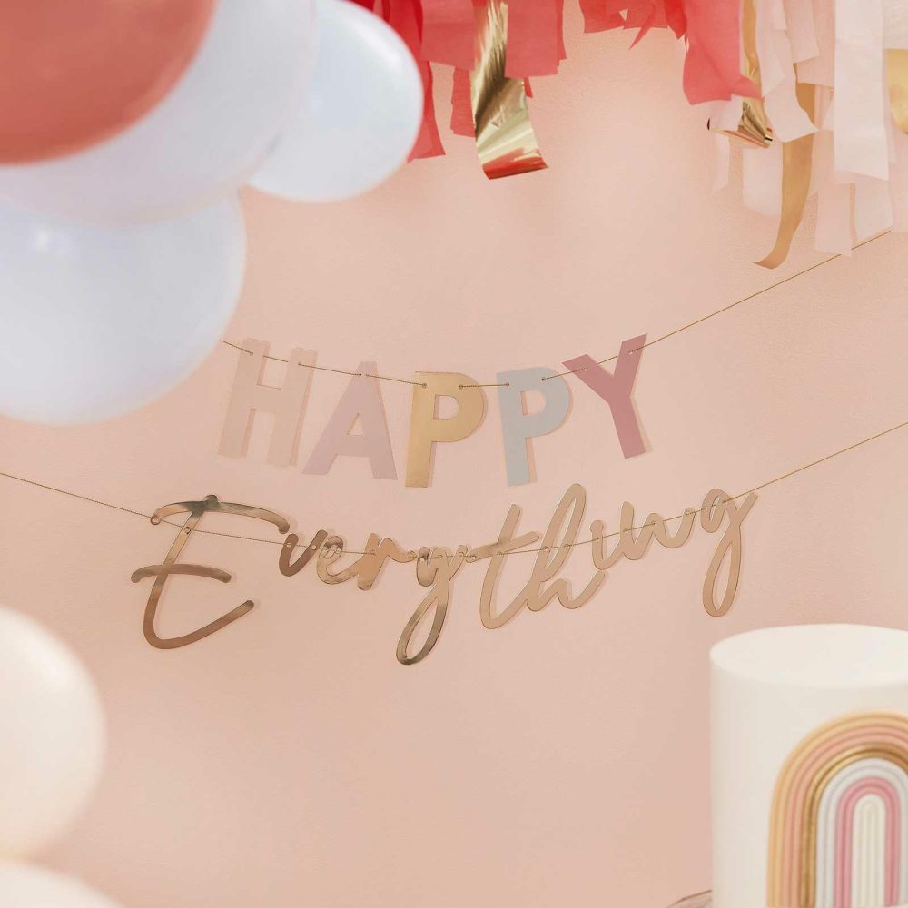 Bunting & Garlands |   Pastel And Gold Happy Everything Party Bunting Bunting & Garlands Bunting & Garlands