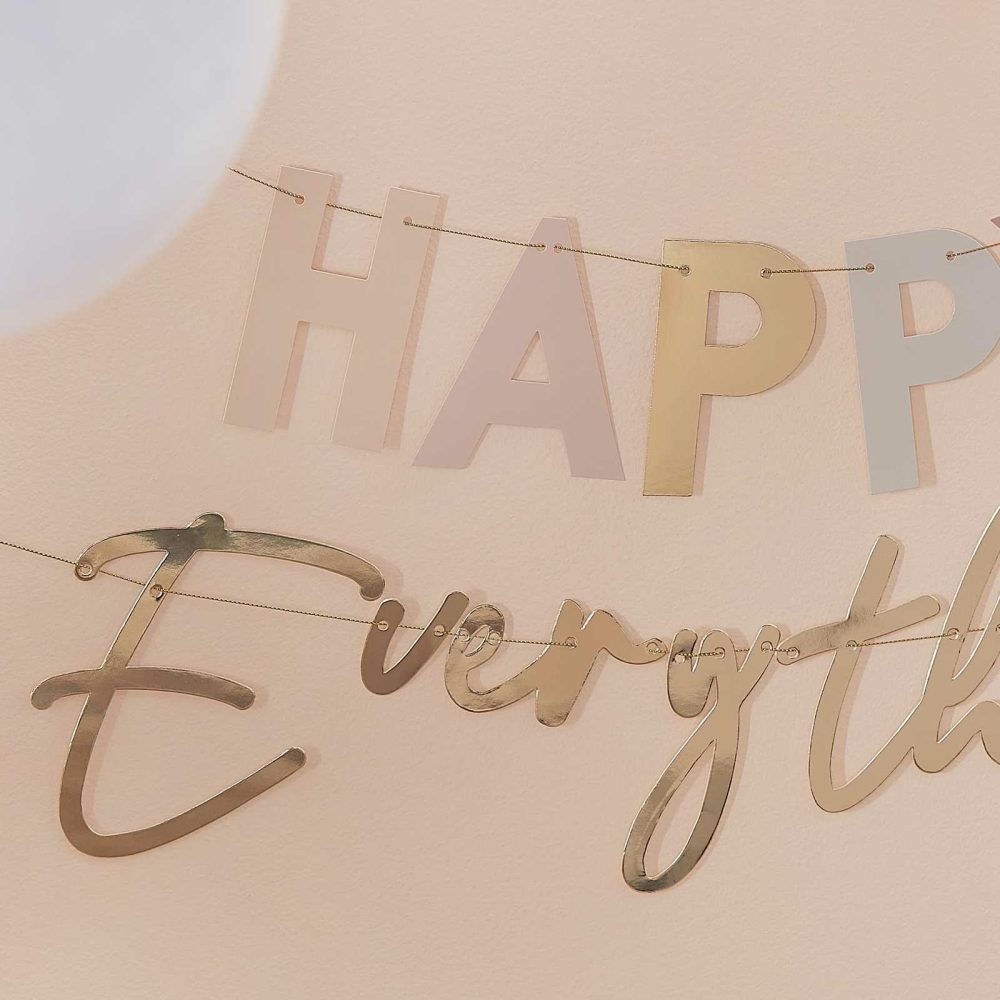 Bunting & Garlands |   Pastel And Gold Happy Everything Party Bunting Bunting & Garlands Bunting & Garlands