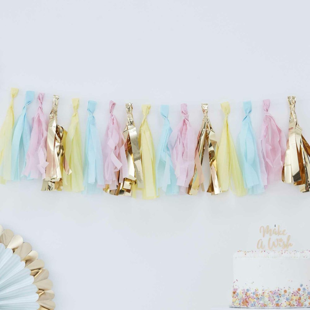 Bunting & Garlands |   Pastel & Gold Tassel Garland Bunting & Garlands Bunting & Garlands