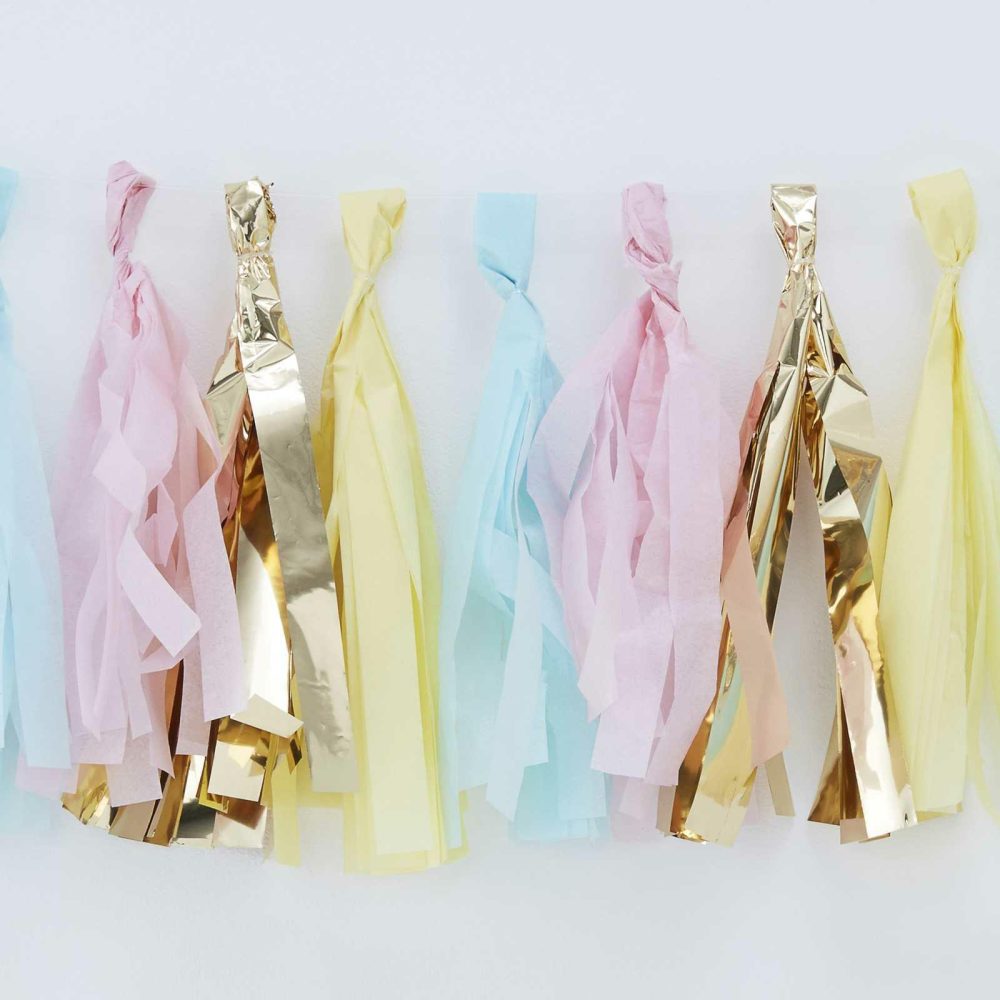 Bunting & Garlands |   Pastel & Gold Tassel Garland Bunting & Garlands Bunting & Garlands