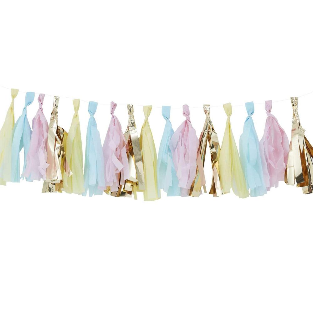 Bunting & Garlands |   Pastel & Gold Tassel Garland Bunting & Garlands Bunting & Garlands