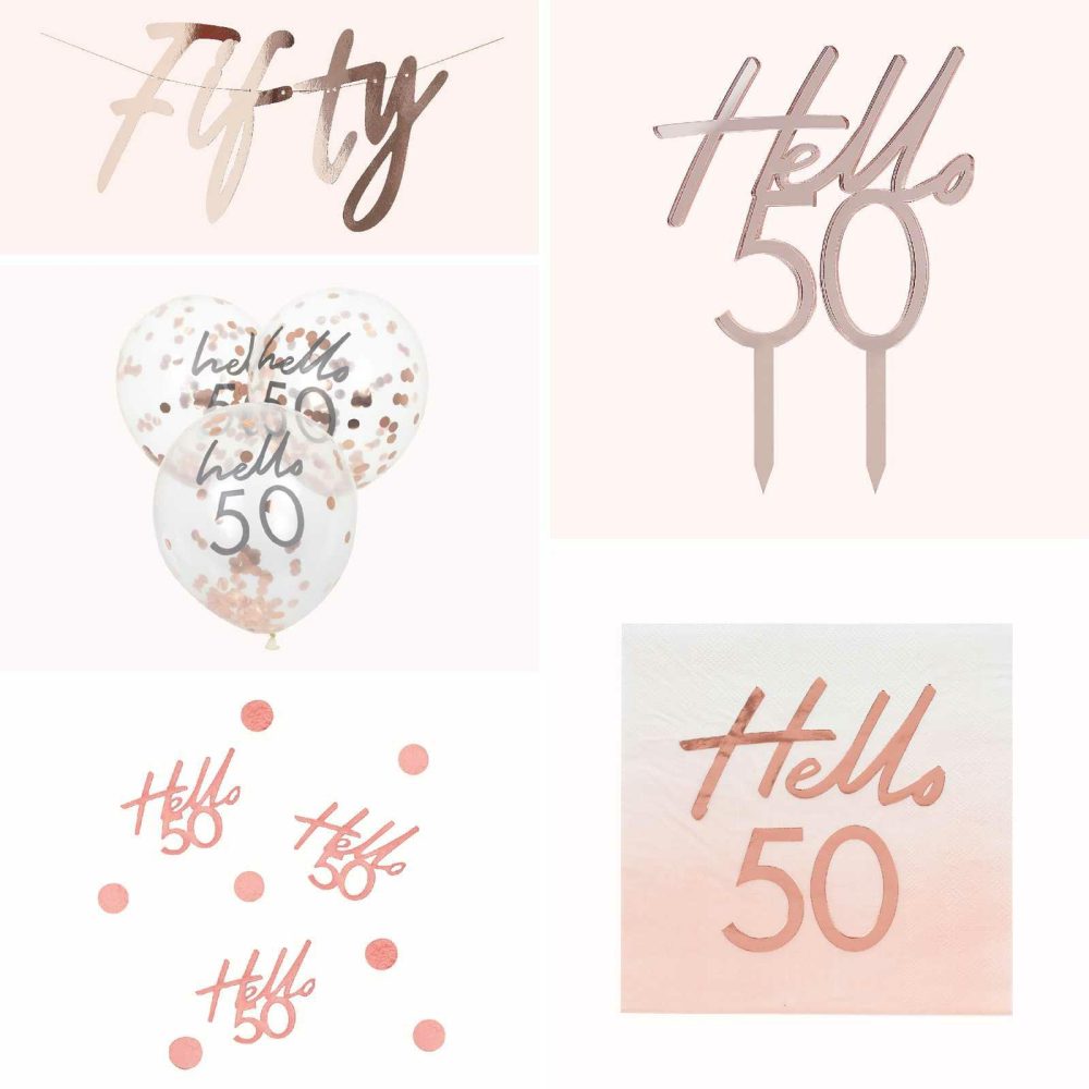 Bunting & Garlands |   Rose Gold 50Th Birthday Decorations Kit Bunting & Garlands Bunting & Garlands