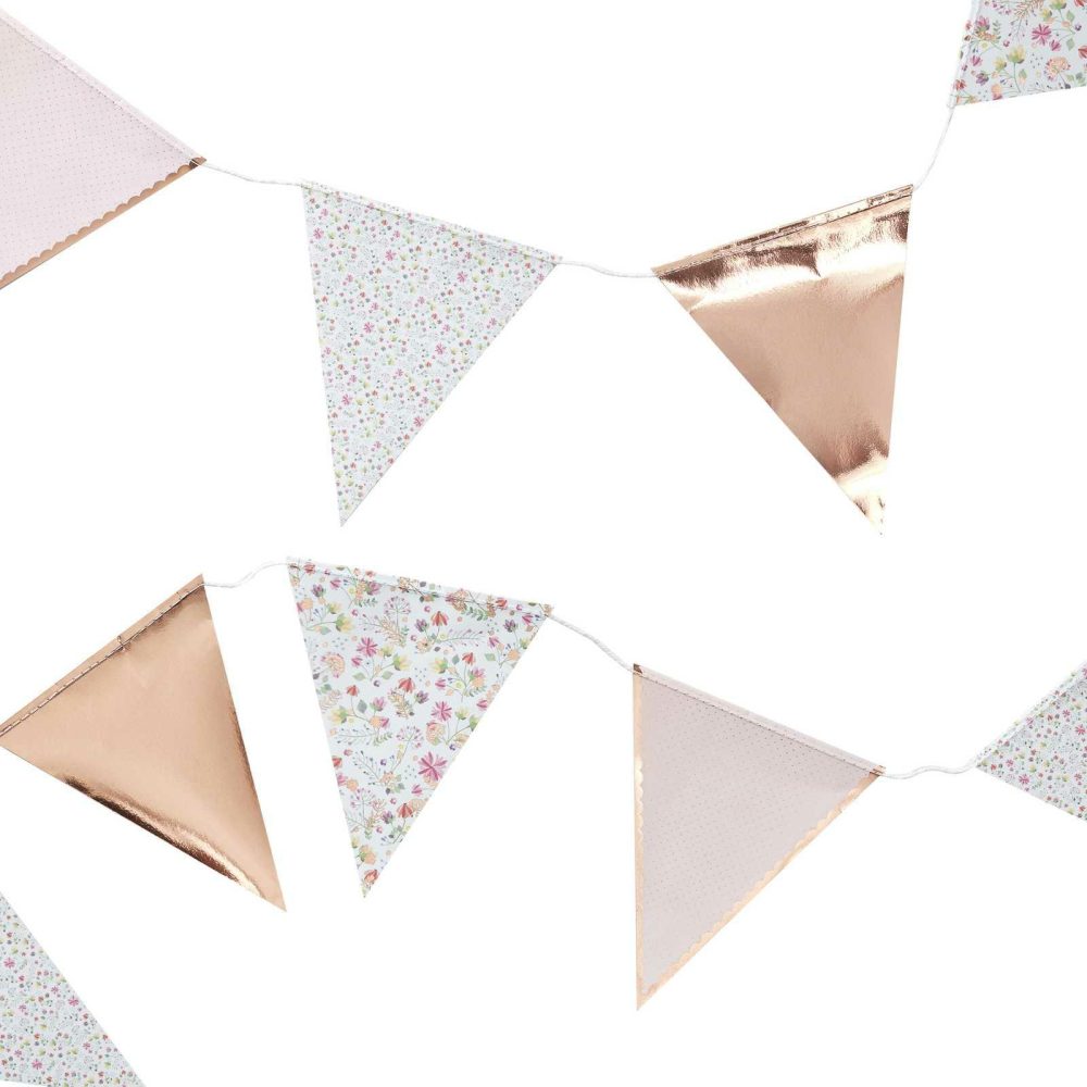 Bunting & Garlands |   Rose Gold Floral Party Flag Bunting Bunting & Garlands Bunting & Garlands