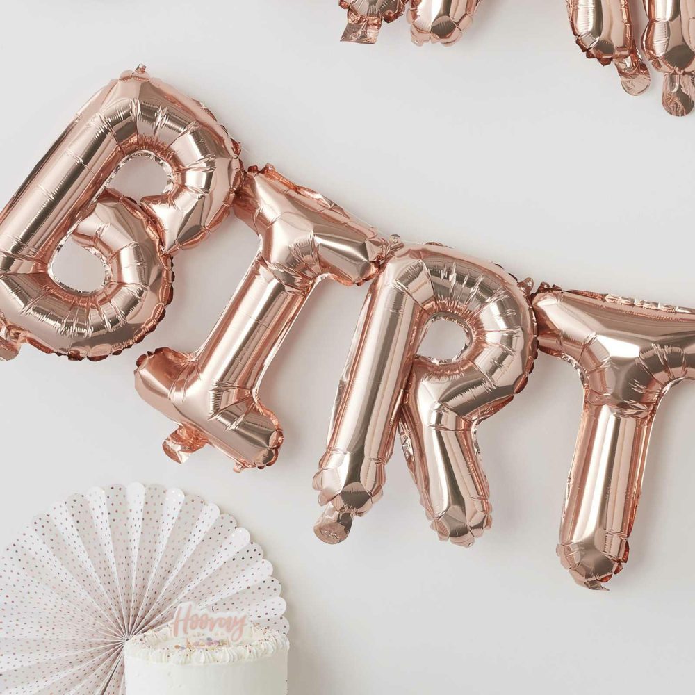 Bunting & Garlands |   Rose Gold Happy Birthday Bunting Balloon Bunting & Garlands Bunting & Garlands