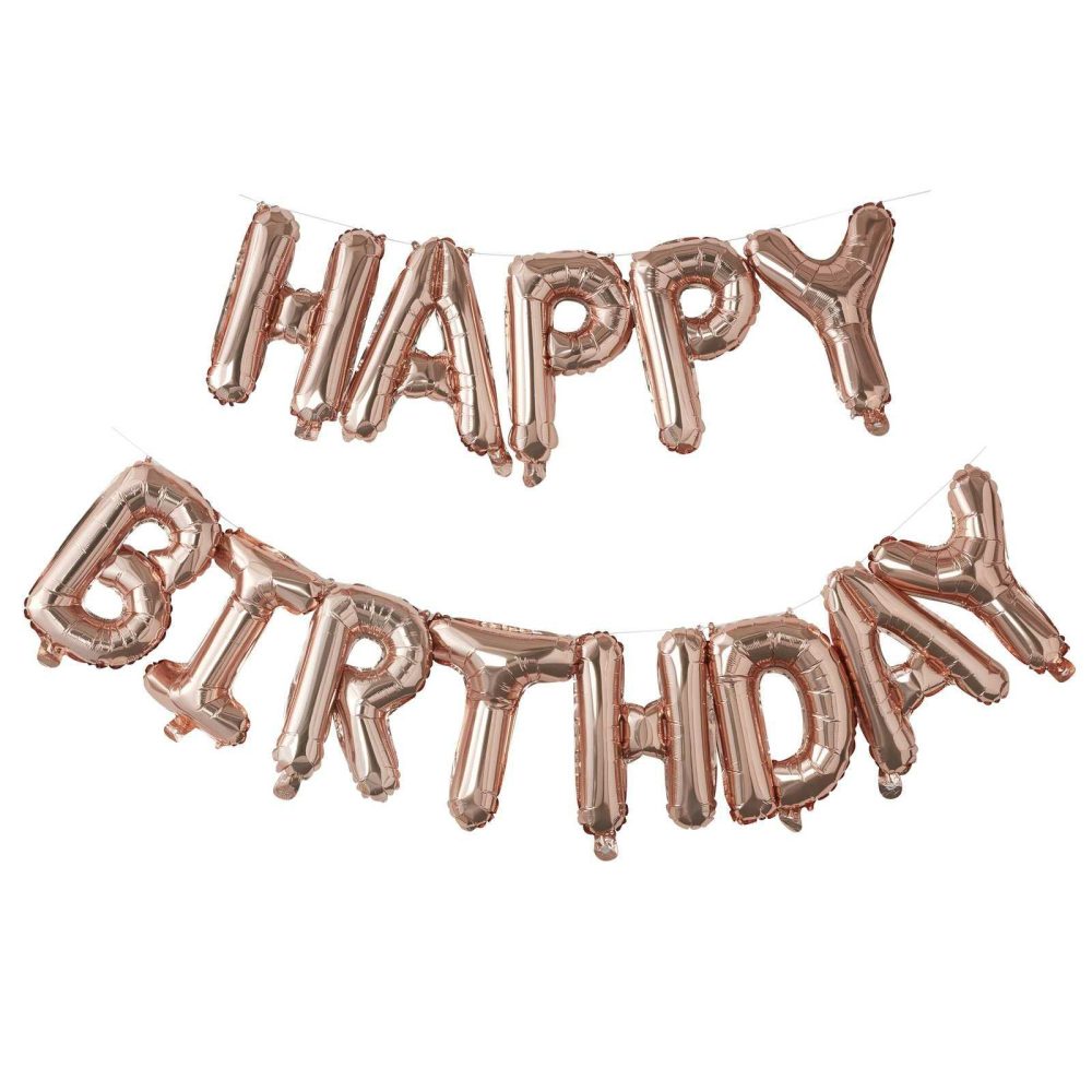 Bunting & Garlands |   Rose Gold Happy Birthday Bunting Balloon Bunting & Garlands Bunting & Garlands