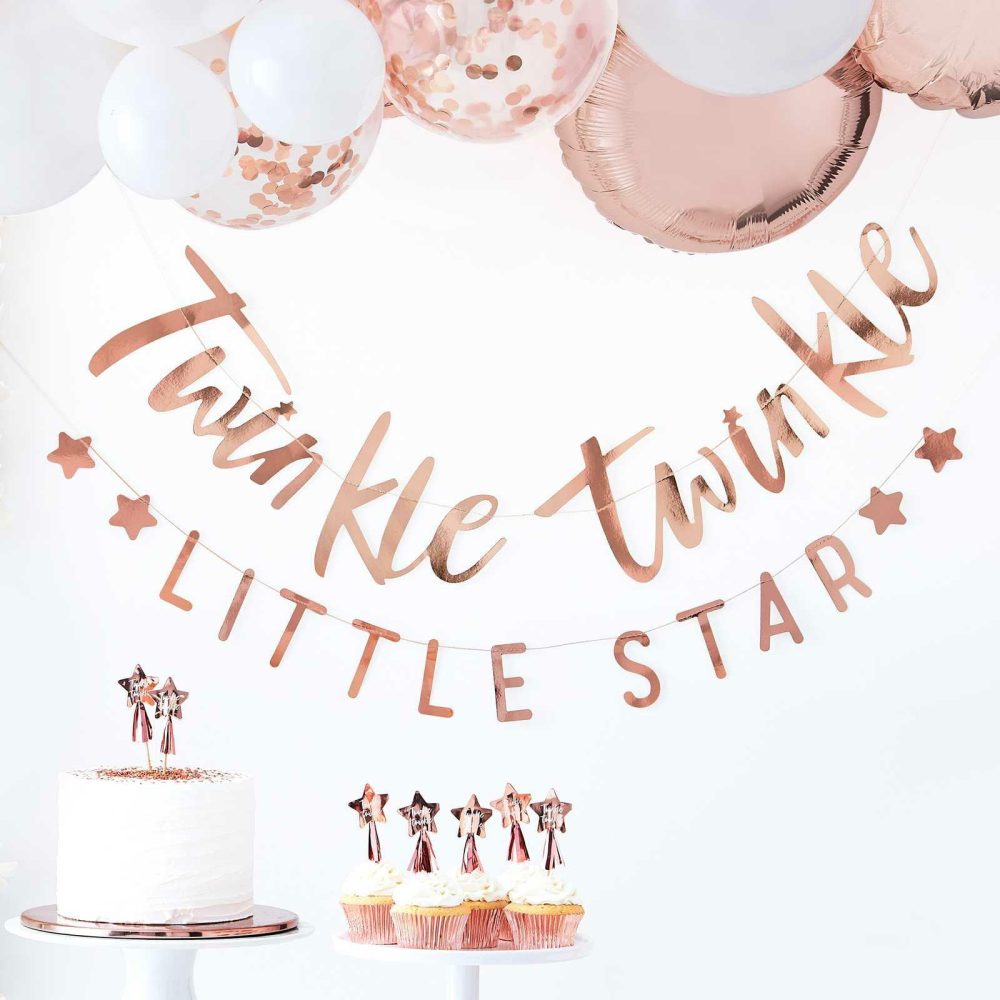 Bunting & Garlands |   Twinkle Twinkle Rose Gold Baby Shower Bunting Bunting & Garlands Bunting & Garlands