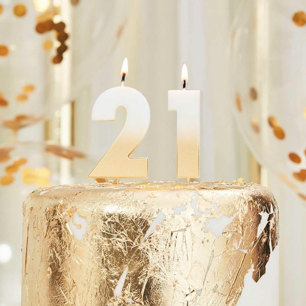 Cake Candles |   21St Gold Ombre Birthday Cake Candle Cake Candles Cake Candles