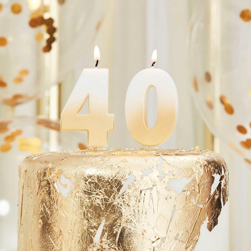 Cake Candles |   40Th Gold Ombre Birthday Cake Candle Cake Candles Cake Candles