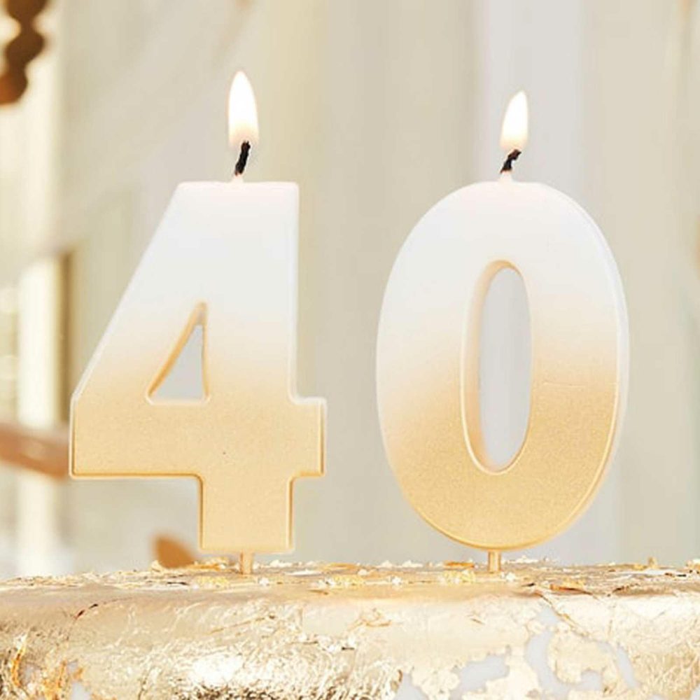 Cake Candles |   40Th Gold Ombre Birthday Cake Candle Cake Candles Cake Candles