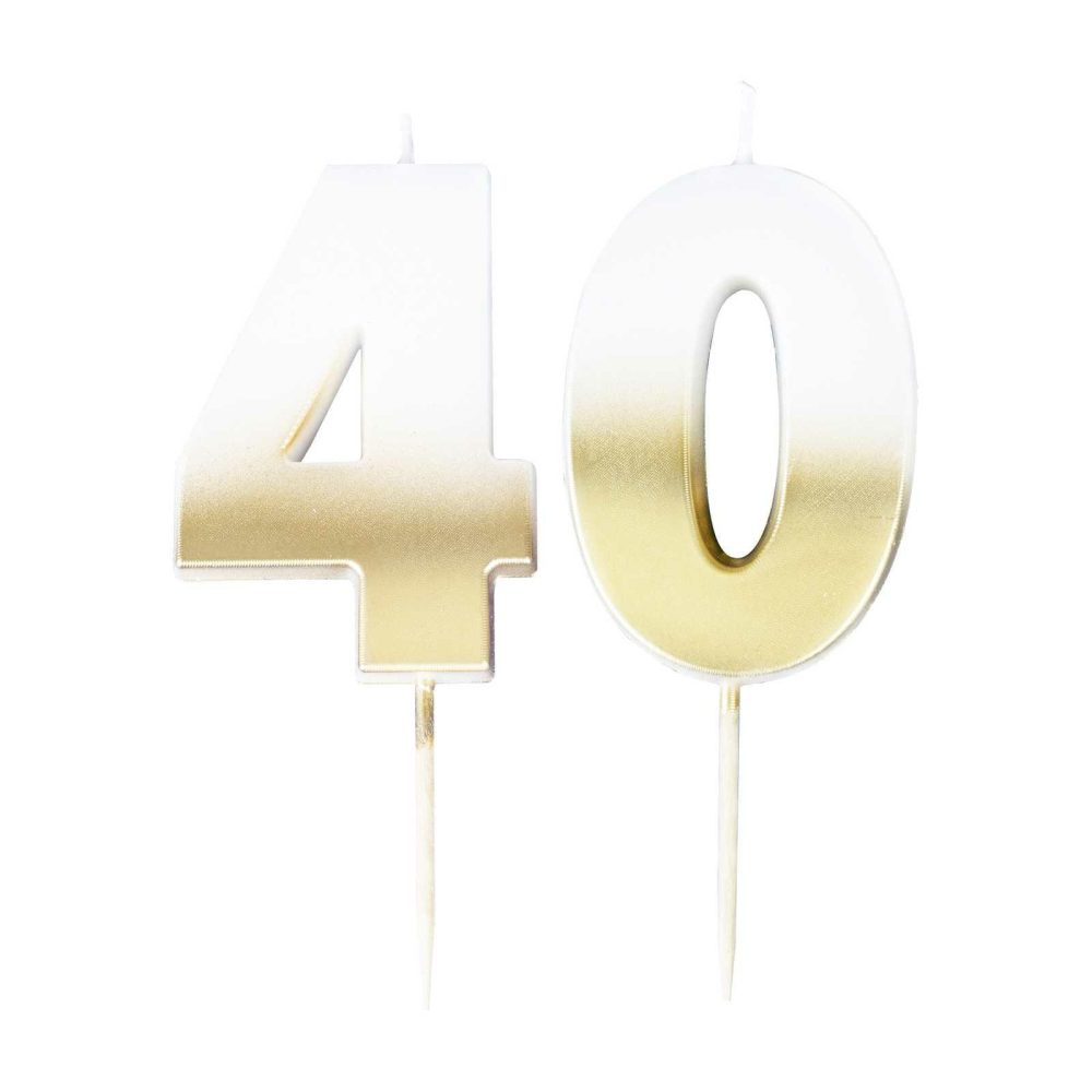 Cake Candles |   40Th Gold Ombre Birthday Cake Candle Cake Candles Cake Candles